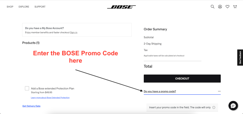 How to use a BOSE Promo Code