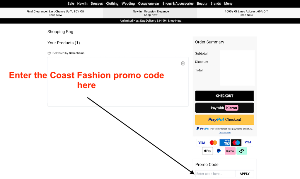 How to use a CoastFashion Promo Code