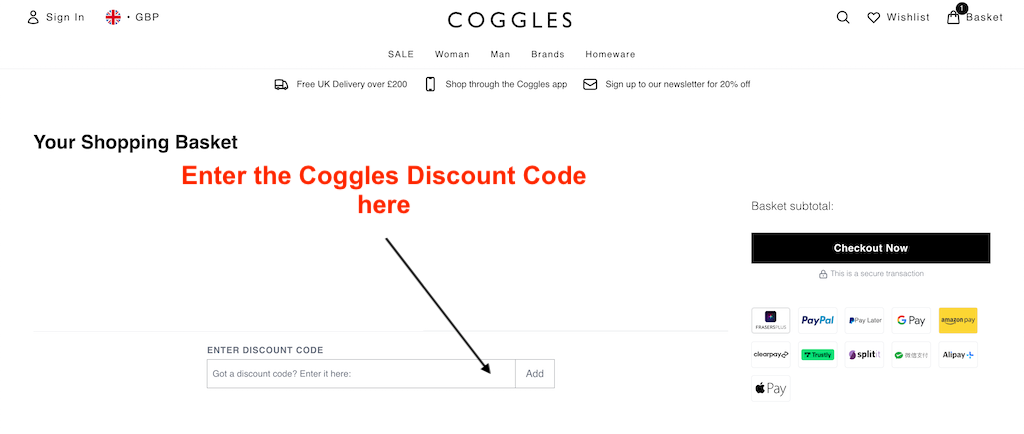 How to use a Coggles Discount Code