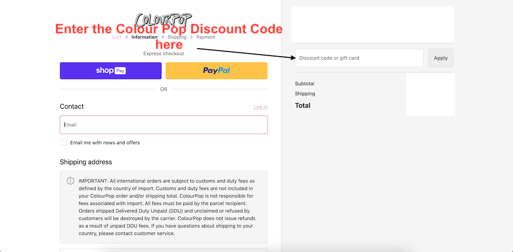 How to use a ColourPop Discount Code