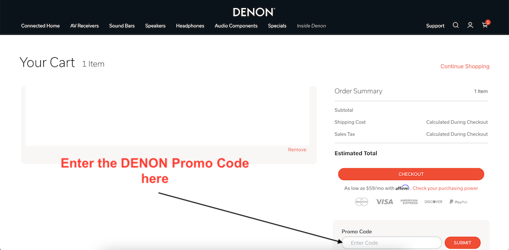 How to use a Denon Promo Code