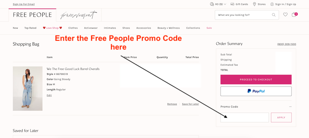 How to use a FreePeople Promo Code