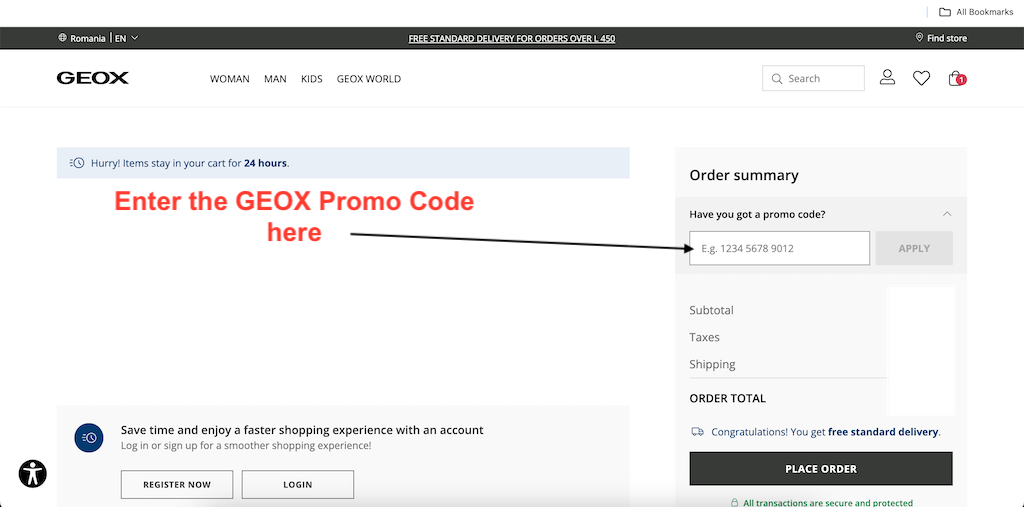 How to use a GEOX Promo Code