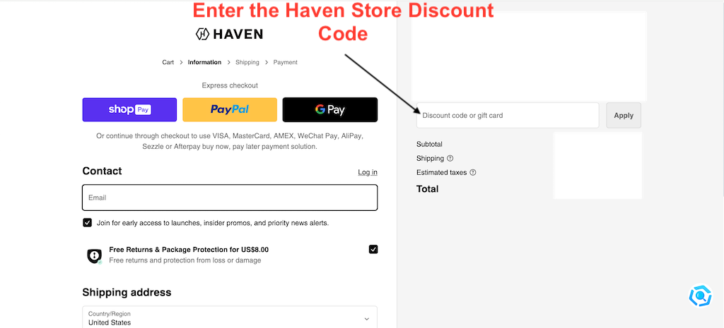 How to use a Haven Discount Code