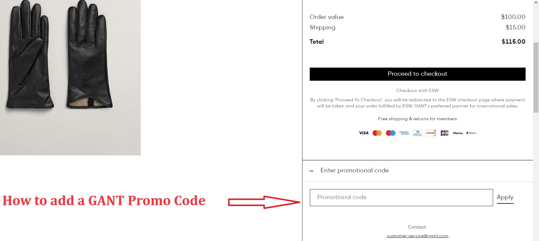 How to add a GANT Discount Code