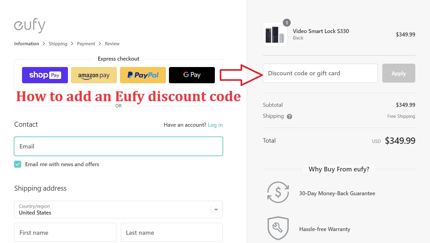 How to add an Eufy discount code