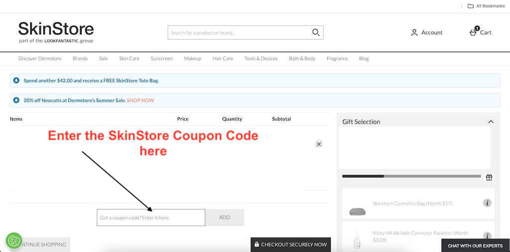 How to use a SkinStore Coupon Code?